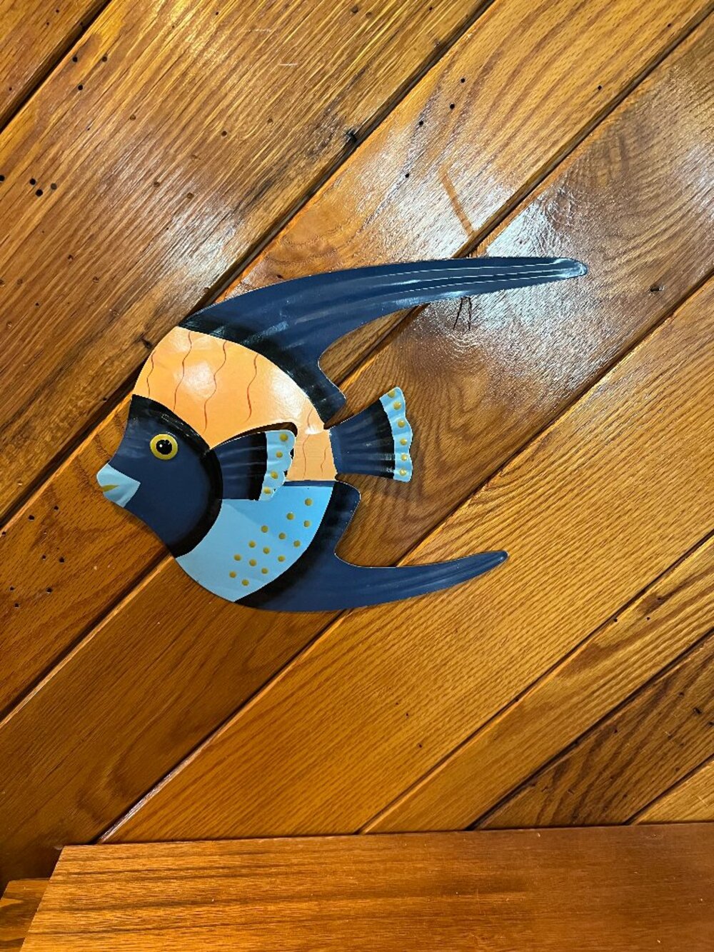 Vintage Angel Fish Metal Hanging Wall Decoration 1990s